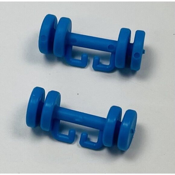 VTG 2pc Set MATTEL Barbie Fitness Center Gym Blue Dumbbells WEIGHTS 7975 EUC - Picture 2 of 2